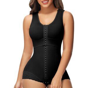Women's Black Surgery Stage Full Body Shaper Tummy Control Garment Shapewear